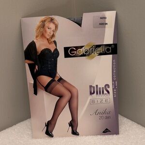 Gabriella Anika Plus Size 20 Den Sheer Black Stockings